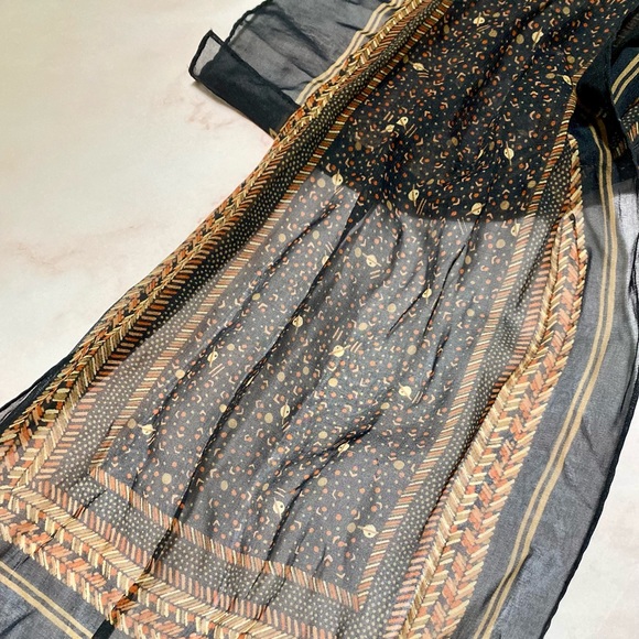 $5 Add On | Black and Brown Sheer Patterned Head Scarf - Picture 4 of 5